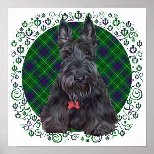 Schotse Terrier op Schotse ruit Poster