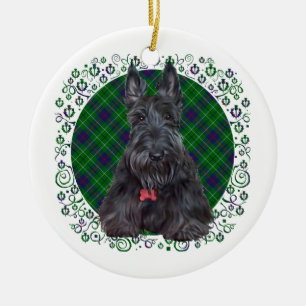Schotse Terrier op Tartan Keramisch Ornament