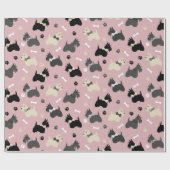 Schotse terrier Paws and Botten Pink Cadeaupapier (Vlak)