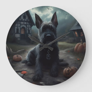 Schotse Terrier pompoenen Halloween Scary Grote Klok