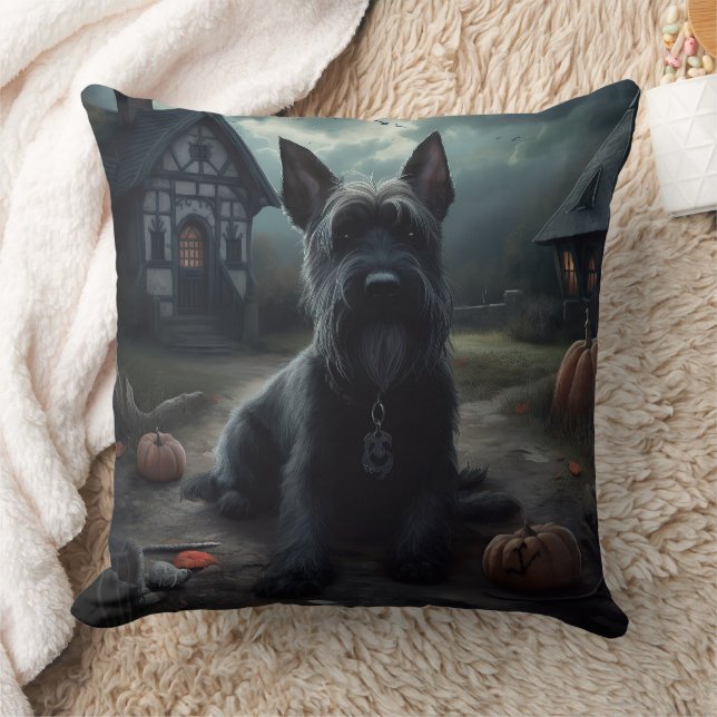 Schotse Terrier pompoenen Halloween Scary Kussen (Deken)