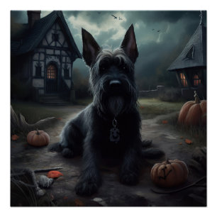 Schotse Terrier pompoenen Halloween Scary Perfect Poster