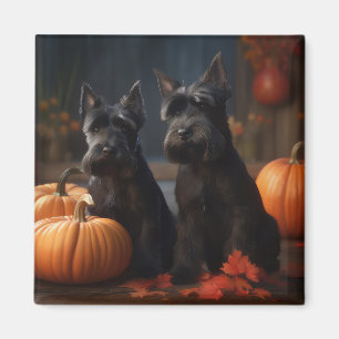 Schotse Terriër Puppy Autumn Delight Pumpkin Magneet