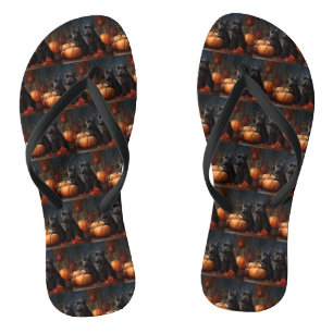 Schotse Terrier Puppy Herfst Plezier Pompoen Teenslippers