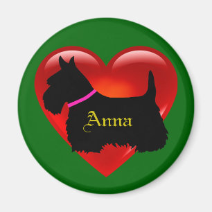 Schotse Terrier rode hart/liefde Eiland groene roz Magneet