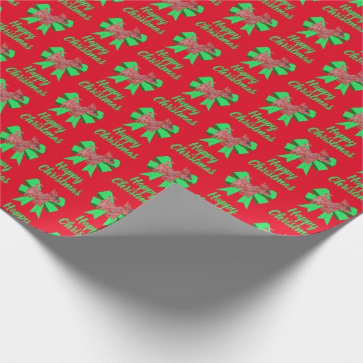 Schotse Terriër Schattigee Kersthond & Bow Red Cadeaupapier (Hoek)