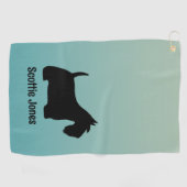 Schotse Terriër Scottie Hond Aangepaste Naam Golfhanddoek (Horizontaal)