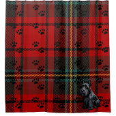 Schotse Terriër (Scotty) Tartan. Douchegordijn (Voorkant)