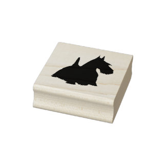 Schotse terriër silhouet/front-side uitzicht rubberstempel