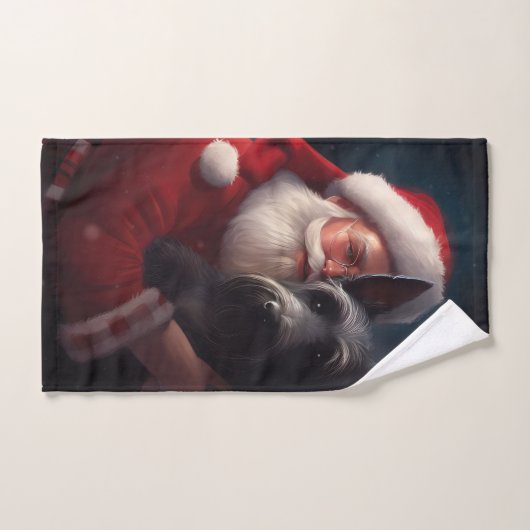 Schotse Terriër Sinterklaas Feestelijke Kerstmis Bad Handdoek (Handdoek)