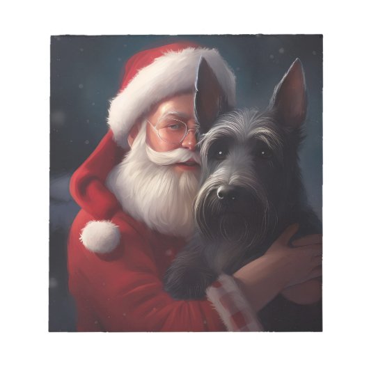 Schotse Terriër Sinterklaas Feestelijke Kerstmis Notitieblok (Voorkant)