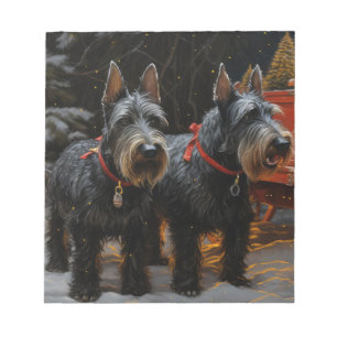 Schotse Terrier Sneeuw Slede Kerst Decoratie Notitieblok