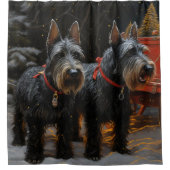 Schotse Terriër Snowy Sleigh Kerst Decor Douchegordijn (Voorkant)