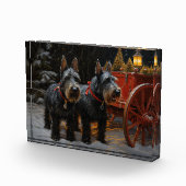 Schotse Terriër Snowy Sleigh Kerst Decor Fotoblokken (Rechts)