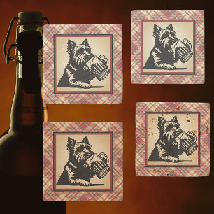 Schotse Terrier Tartan Plaid Aardtinten Stenen Onderzetter