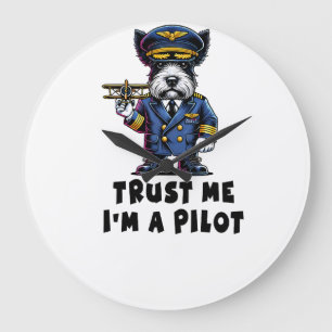 Schotse Terrier Vertrouw Me Ik Ben Een Piloot Grote Klok