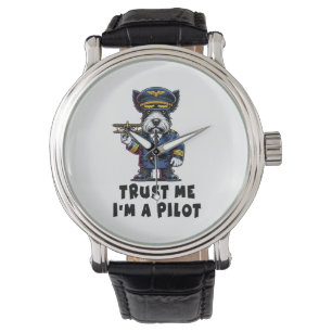 Schotse Terriër Vertrouw me, ik ben een piloot Horloge