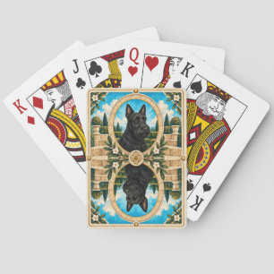 Schotse Terrier, Vintage Waterverf Honden Kunst Pokerkaarten
