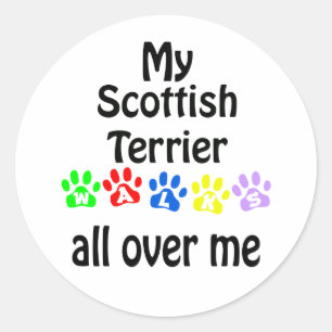 Schotse Terriër wandelingen ontwerp Ronde Sticker