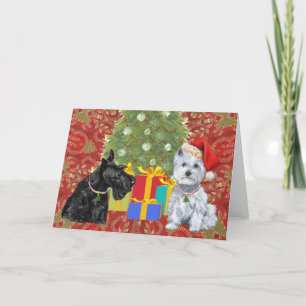 Schotse Terrier Wenskaart Feestdagen Kaart