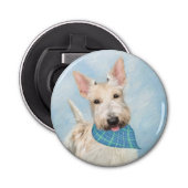 Schotse Terriër Wheaten Hondenschilderij Originele Button Flesopener (Voorkant)