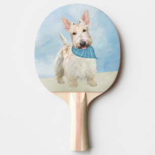 Schotse Terriër Wheaten Hondenschilderij Originele Tafeltennisbatje