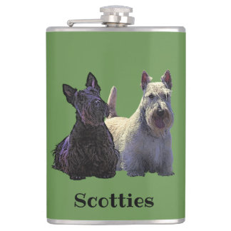 Schotse Terrier zwart/tarwekleurig, zittend/staand Heupfles