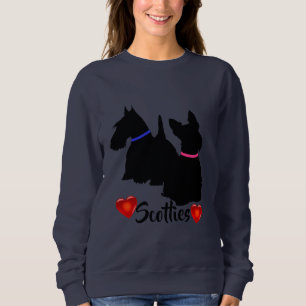 Schotse Terrier/ zwarte silhouet roze/blauwe halsb Trui