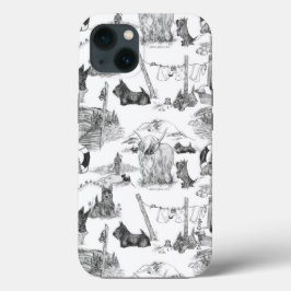 Schotse Terrier Zwarte Toile iPhone 13 Hoesje