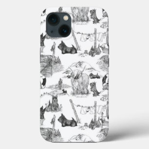 Schotse Terrier Zwarte Toile iPhone 13 Hoesje