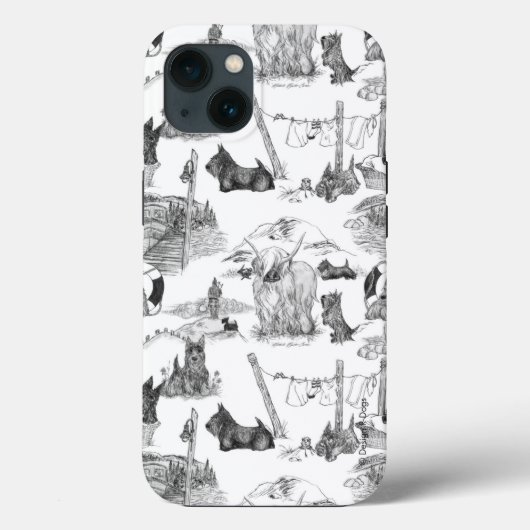 Schotse Terrier Zwarte Toile Case-Mate iPhone Case (Achterkant)