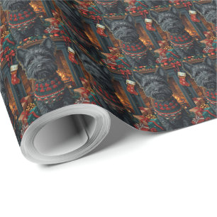 Schotse Terrierhond met kerstcadeaus Cadeaupapier