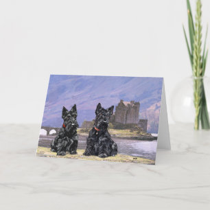 Schotse Terriërs bij Eilean Donan Castle Kaart