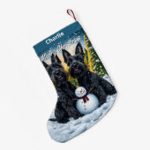 Schotse Terriërs en Sneeuwman Kerstmis Kleine Kerstsok (Achterkant (Hangend))