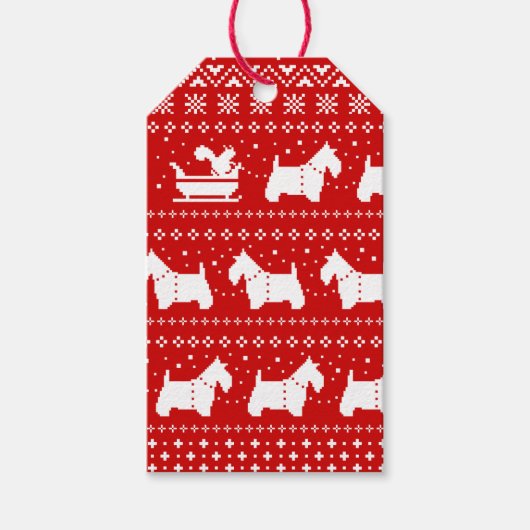 Schotse Terriers Kerst Sleigh vakantie vanaf Cadeaulabel (Voorkant)