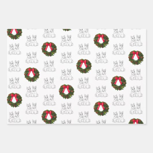 Schotse Terriers met Kerstkrans Inpakpapier Vel (Voorkant 2)