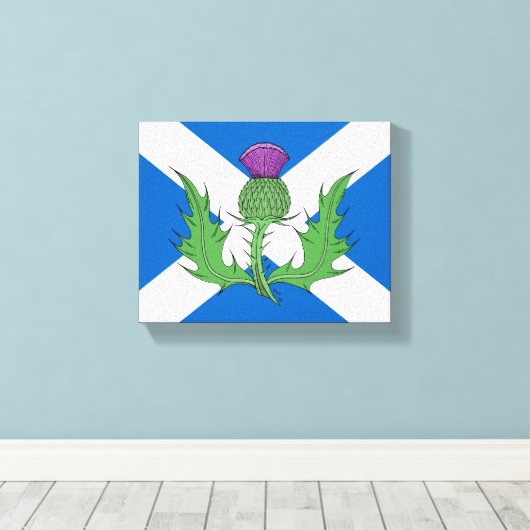 Schotse Thistle en Saltire Canvas Afdruk (Insitu (Houten vloer))