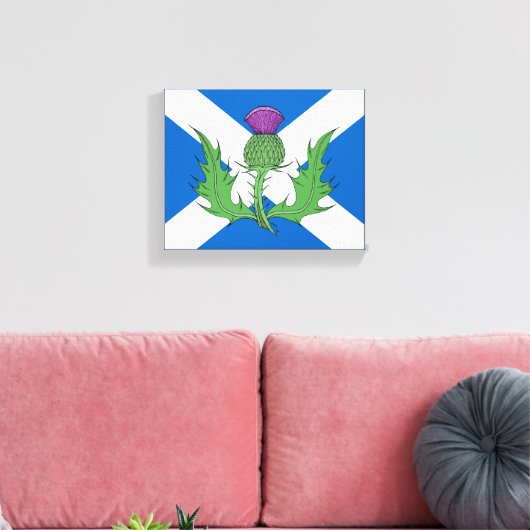 Schotse Thistle en Saltire Canvas Afdruk (Insitu (Woonkamer))