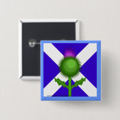 Schotse Thistle en vlag Vierkante Button 5,1 Cm (Voorkant /achterkant)