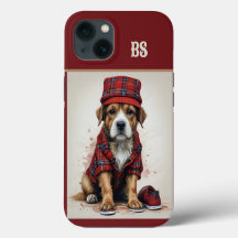 Schotse verhuurder hond in kilt en pet