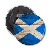 Schotse vlag op de oude houten korrel button flesopener (Voorkant)