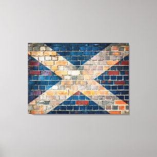 Schotse vlag op een muur canvas afdruk