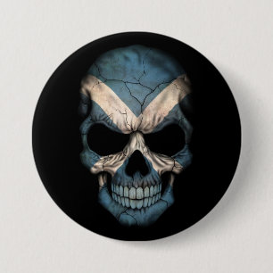 Schotse vlag schedel op zwart ronde button 7,6 cm