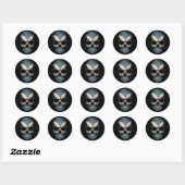 Schotse vlag schedel op zwart ronde sticker (Vel)