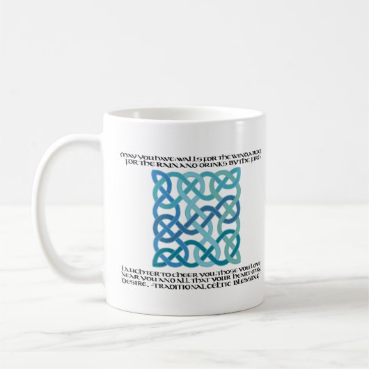 Schotse zegen kalligrafie met Keltische knoop Koffiemok (Links)