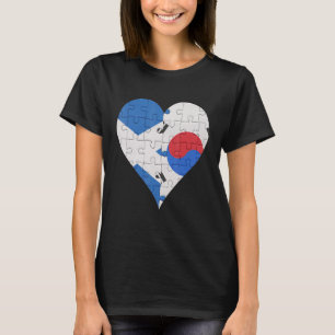Schotse Zuid-Koreaanse vlag hart T-shirt
