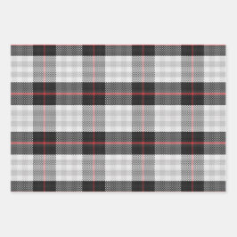 Schotse Zwarte Witte Moderne Schotse Tartan  Inpakpapier Vel