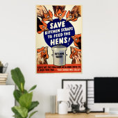 Schrapers - De hennen voeden Poster (Thuiskantoor)