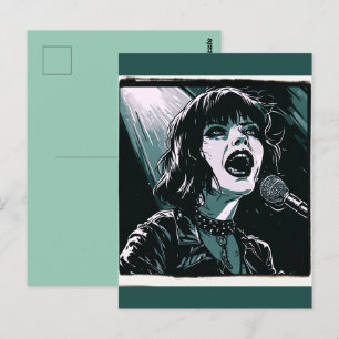 Schreeuw het uit Expressieve zanger Teal muziek li Briefkaart