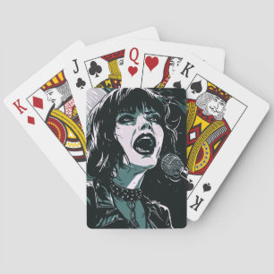 Schreeuw het uit Expressieve zanger Teal muziek li Pokerkaarten
